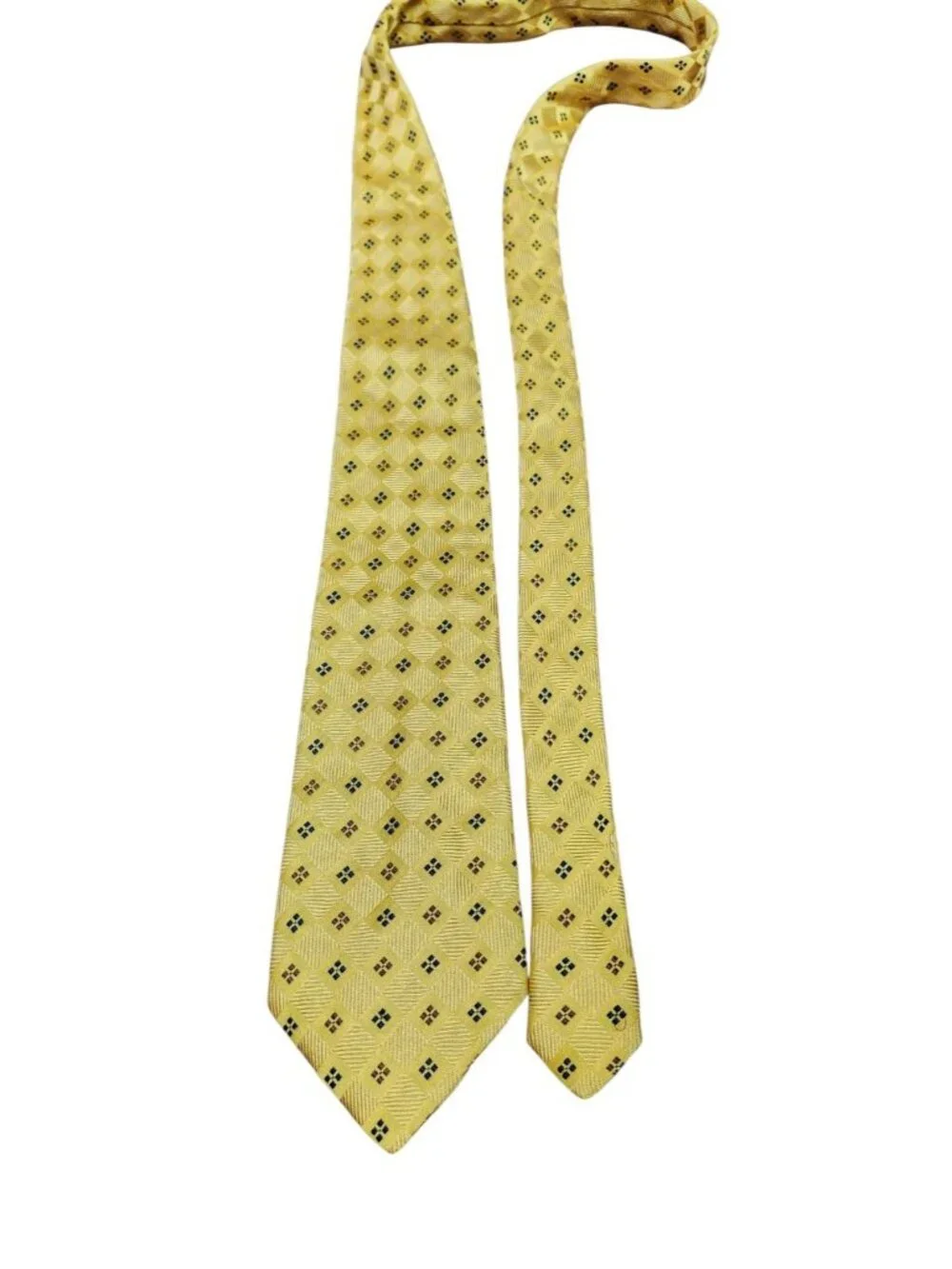 Vintage Burberrys 100% Silk Yellow Geometric Necktie Made in Italy